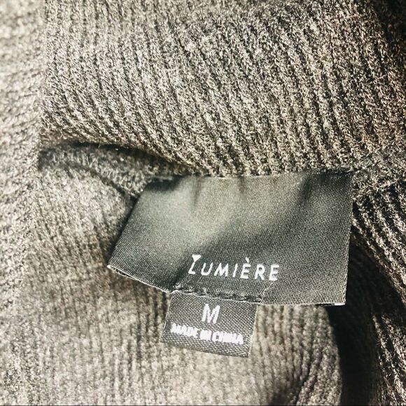 LUMIERE Charcoal Gray Long-Sleeve Super Soft Turtleneck Pullover Top Sweatshirt - Picture 12 of 13